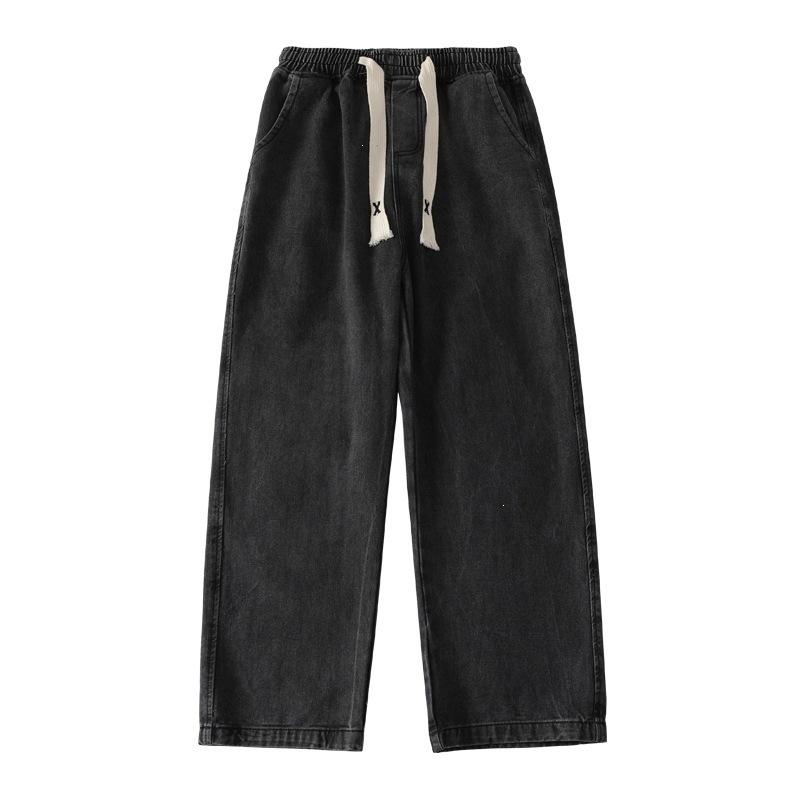 Retro Straight Jeans Men's Spring and Autumn American High Street Trendy Casual Pants Boys Loose Trend Wide-leg Trousers