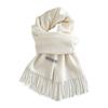 111 Solid Color Warm Scarf Women's Gentle Autumn and Winter High Quality Fringed Shawl Men's and Women's Skin White Scarf