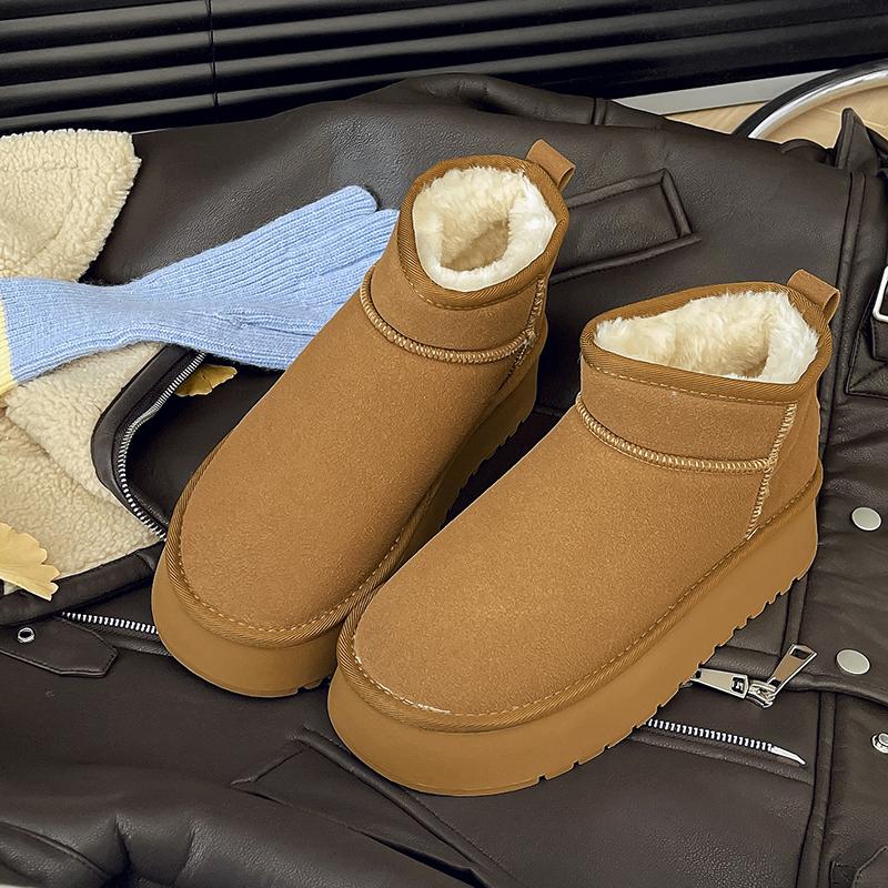 Fashion New Fashionable Bow Round Toe Elegant Snow Boots Winter Flat Wear-resistant Soft Students Plus Velvet Warm Women's Shoes