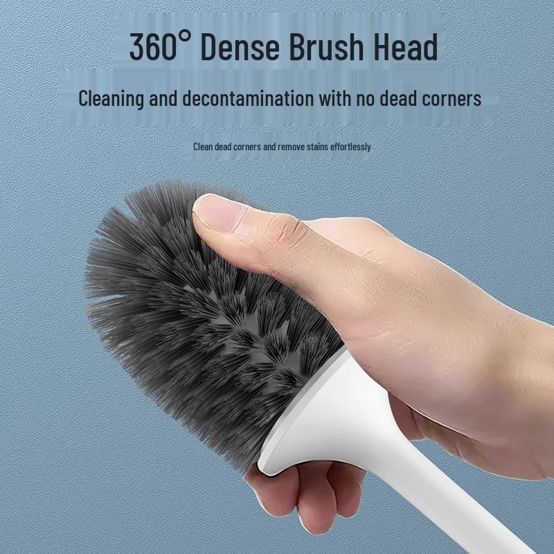 Wall-Mounted Bathroom Toilet Brush Set with Base - No Dead Corner Cleaning Solution