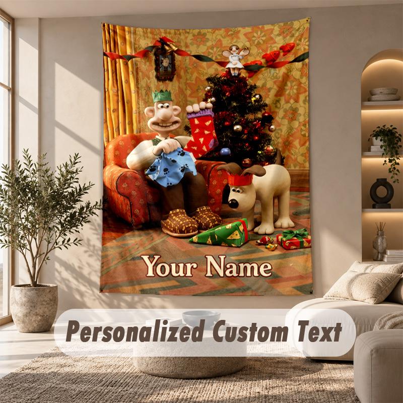 Tapestry Custom Name Text, Wall Hanging Tapestry Home Room DecorWallace & Gromit