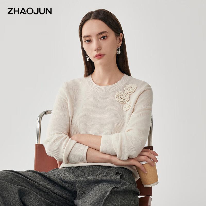 

Zhaojun Women s Elegant Round Neck 100% Wool Sweater XL