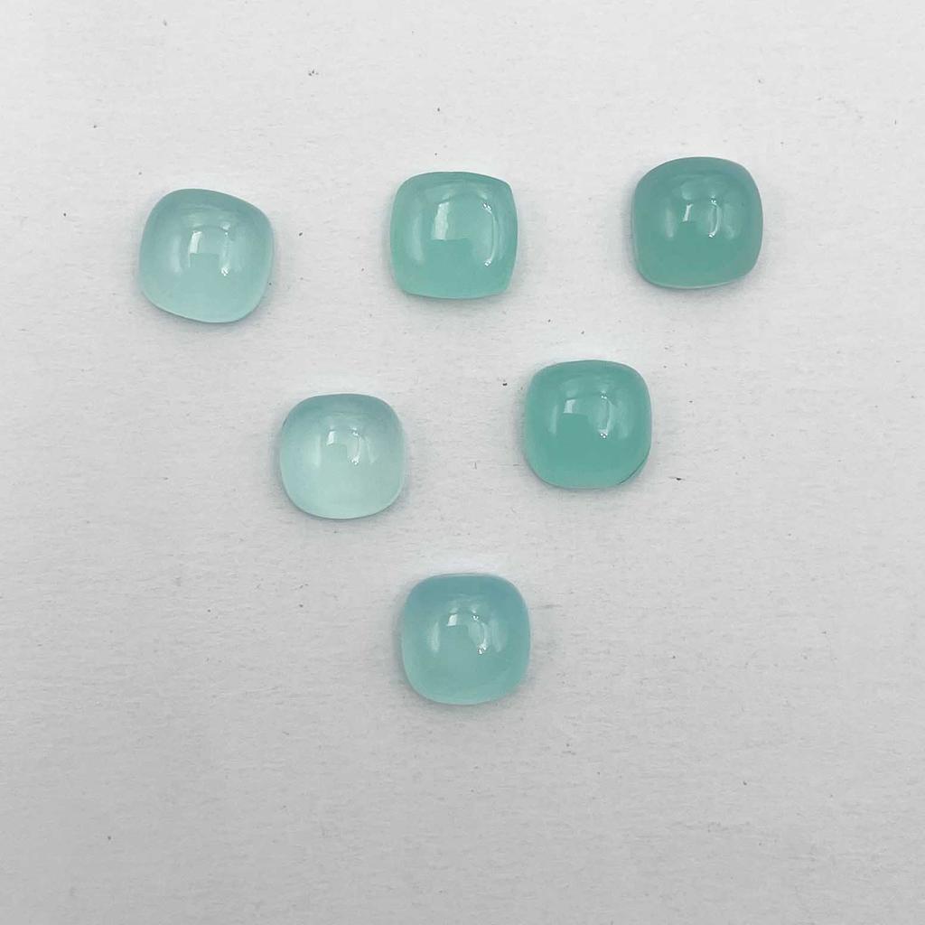 Natural Aqua Chalcedony Square Cushion Cabochon Loose Gemstone 29 Pcs 10 MM 121 CT For Jewelry Making