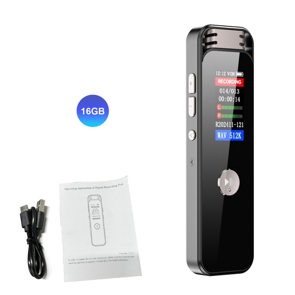 Back Clip Digital Audio Voice Recorder, 360 Degrees  Dual Microphone Surround Recording, Voice Activation, HD Audio,