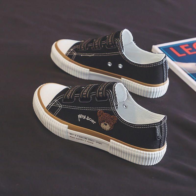 Autumn new low-top bear espadrilles female tide student versatile casual flat-bottomed retro board shoes