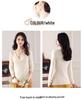 Women's V-Neck Pure Wool Sweater: Stylish Long Sleeve Knitwear for Autumn/Winter