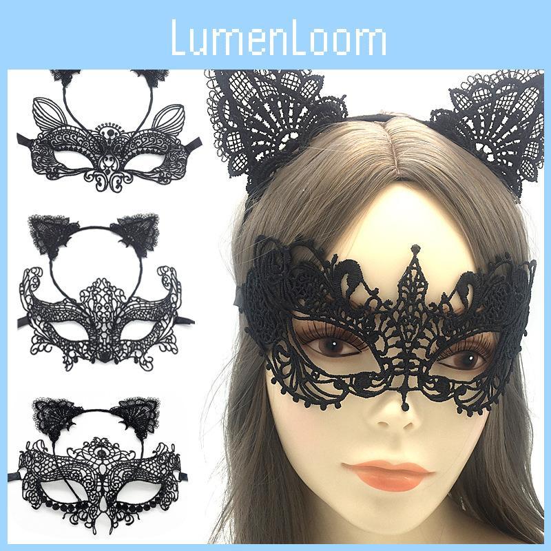 Halloween Sexy Schwarzes Spitzen Stirnband Maske Mit Handgefertigtem Handwerk Für Kostümpartys