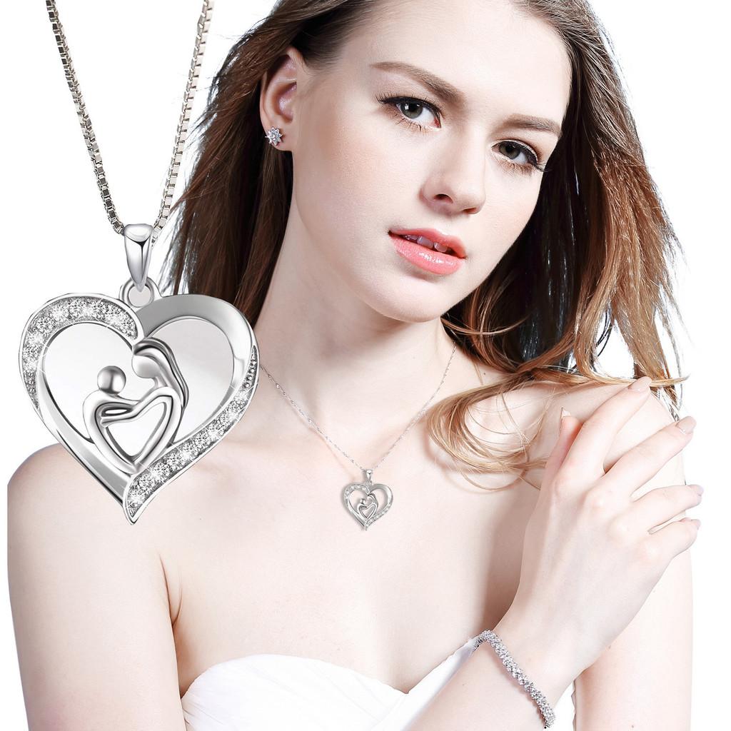 Beautiful European American Heart-shaped Mother And Child Necklace Unique Gift For Mom On Mother's Day