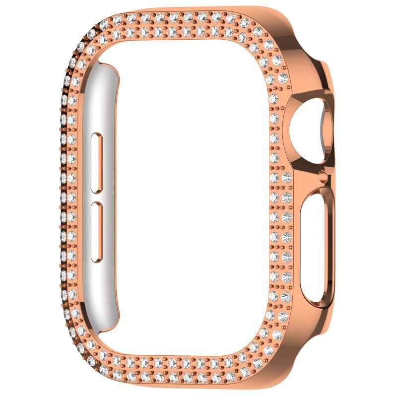 Bling PC Case For Apple Watch10 42mm 46mm Double Row Diamond Crystal iWatch Series 10 PC Protective Cover Watch Strap Protector Band
