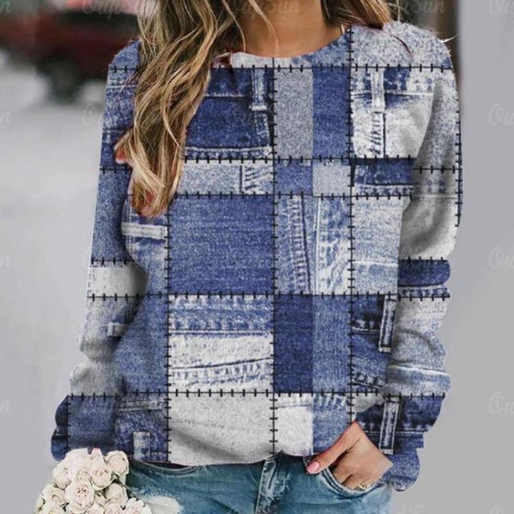 Fashion Vintage Women's 3D Printed Sweatshirt Loose Casual Long Sleeve O Neck Top Winter Autumn Wear Temperament Design