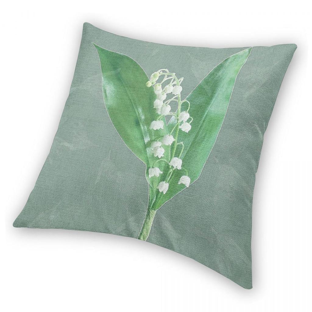 Lily Of The Valley Square Pillowcase Polyester Linen Velvet Printed Zip Decor Pillow Case Sofa Seater Cushion Case
