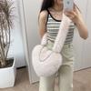Women Winter Faux Fur Heart Shoulder Bag Soft Plush Chain Crossbody Purse Warm Fluffy Clutch Handbag