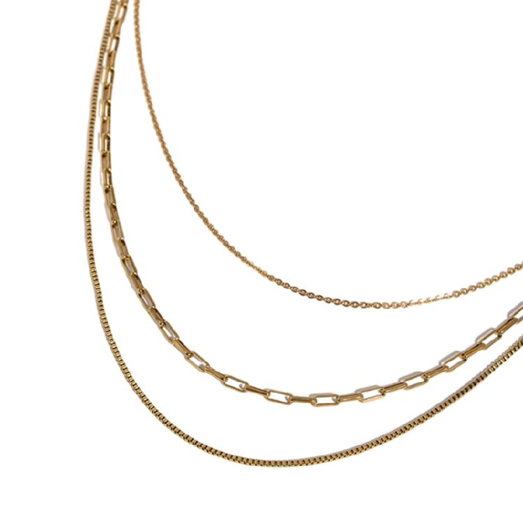Trendy Three Layer Gold Necklace Fashion Layered Neck Chain Accessory for Women Everyday Wear Neckchain Accessories