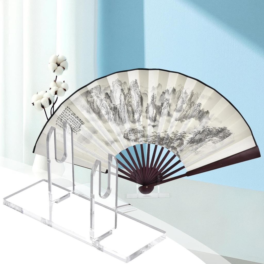 Fan Display Stand Acrylic Hand Fan Holder Clear Folding Cooling Tool Organizer Stage Performance Props Rack  for Store Home