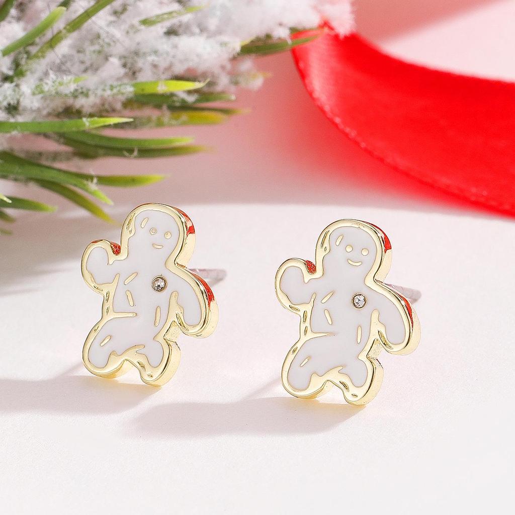 Festive Christmas Tree Stud Earrings with Colorful Enamel and Diamond Inlay