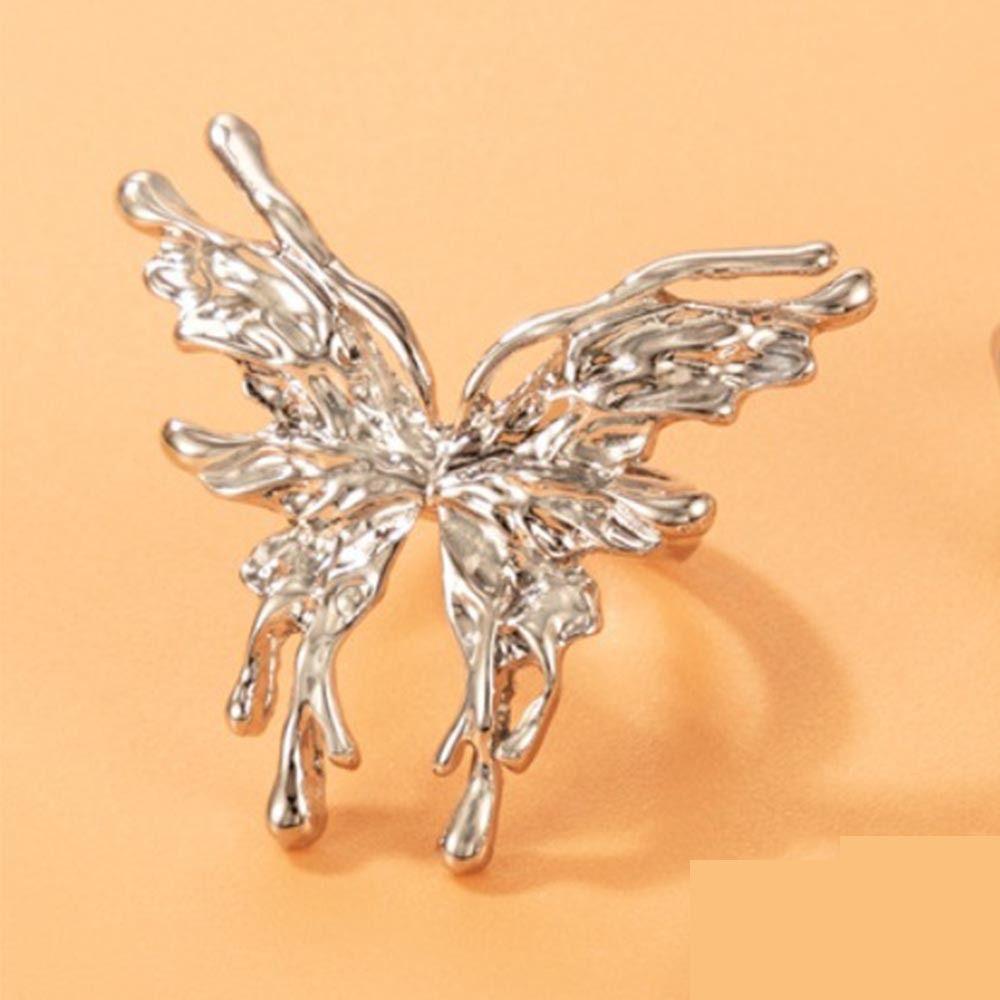 

Irregular Wave Rings Liquid Butterfly Rings Korean Style Accessories Metal Knuckle Rings