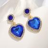 Heart Shape Alloy Earrings With Colorful Crystals For Women Spring Fashion