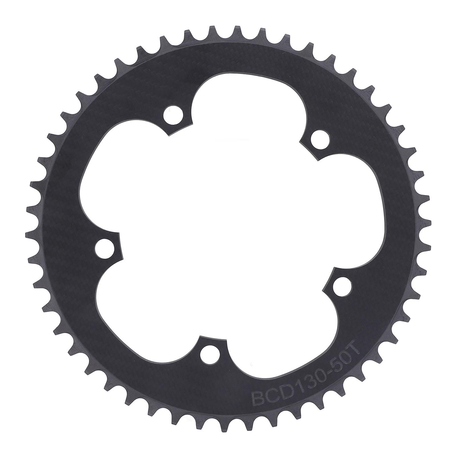 130 BCD Chainring 50T 5 Hole Positive Negative Tooth Carbon Fiber for Road Cycling Folding Cycles