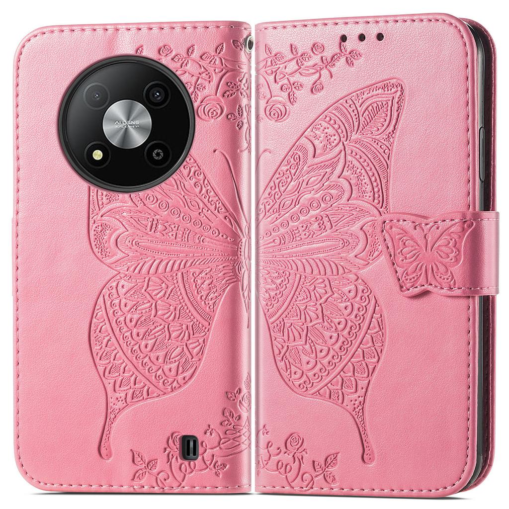 For ZTE Blade A73 5G Etui Sommerfuglmønster Telefon Lommebokdeksel med Håndleddsstropp