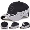 Men Number Six Flame Embroidered Baseball Cap Outdoor Adjustable Sunscreen Leisure Hat Spring Autumn Travel Tourism Beach Vacation