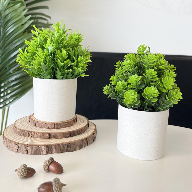 Mini Potted Fake Plants Artificial Greenery Plants Plastic Eucalyptus In Pot For Home Office Desk Coffee Table Farmhouse Decor