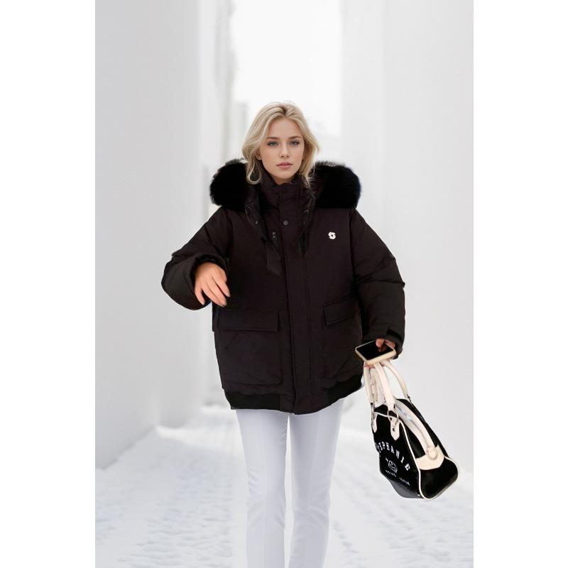 GMXIA Dame Vintage Casual Ensfarget Trykk Høst Vinter Langermet Hettejakker & Kåper