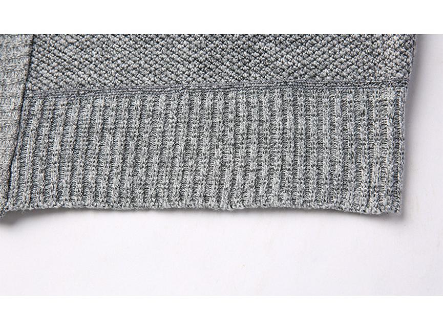 Men's Warm Fleece-Lined Zip Cardigan Sweater - Solid Color, Stand Collar, Plus Size, Casual Winter Wear.