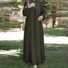 Middle Eastern Muslim Solid Color Long Sleeve Loose Round Neck Dress