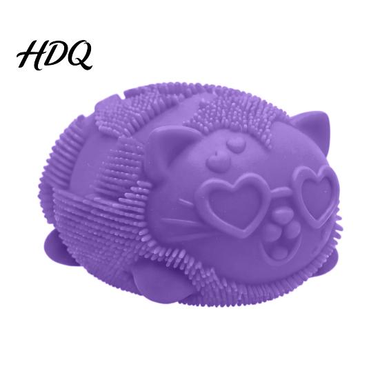 Cat Stress Ball Mini Fuzz Squeeze Toy Relief Fuzzy Fidget Animal Focus Aid Relaxation Anxiety Relieving Office Desk