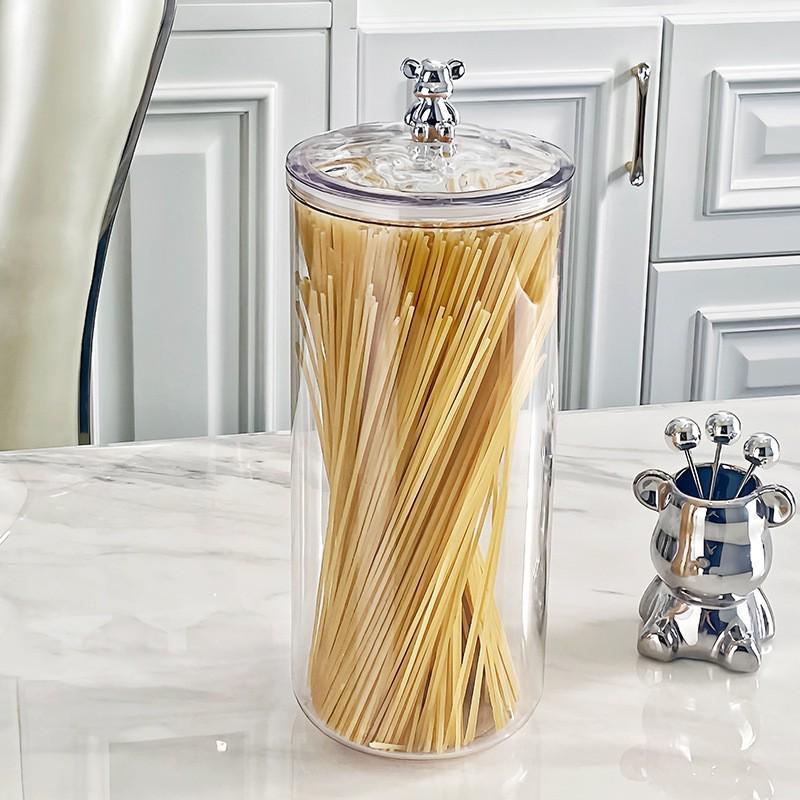 Transparent Bear-Shaped Sealed Jar with Lid for Kitchen and Living Room Storage