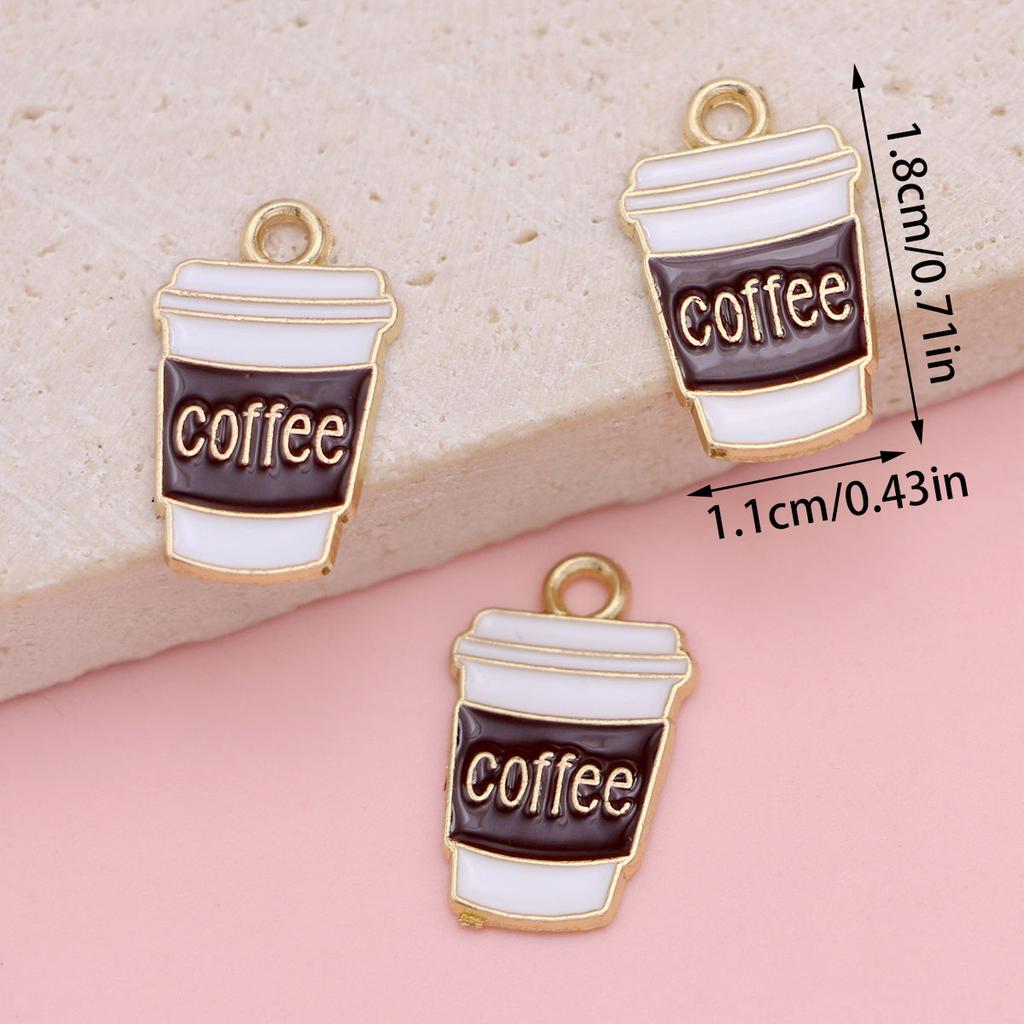 20Pcs Enamel Coffee Cup Charms Gold Plated Coffee Pendants For Making Jewelry Creative Gift