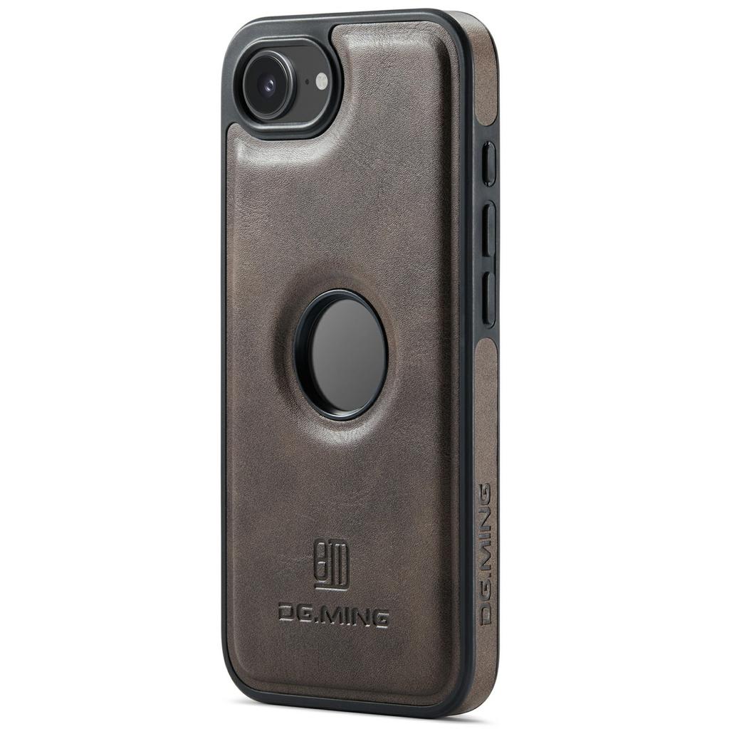 DG.MING For iPhone 16e Case Anti-Drop Leather Coated PC+TPU Phone Back Cover