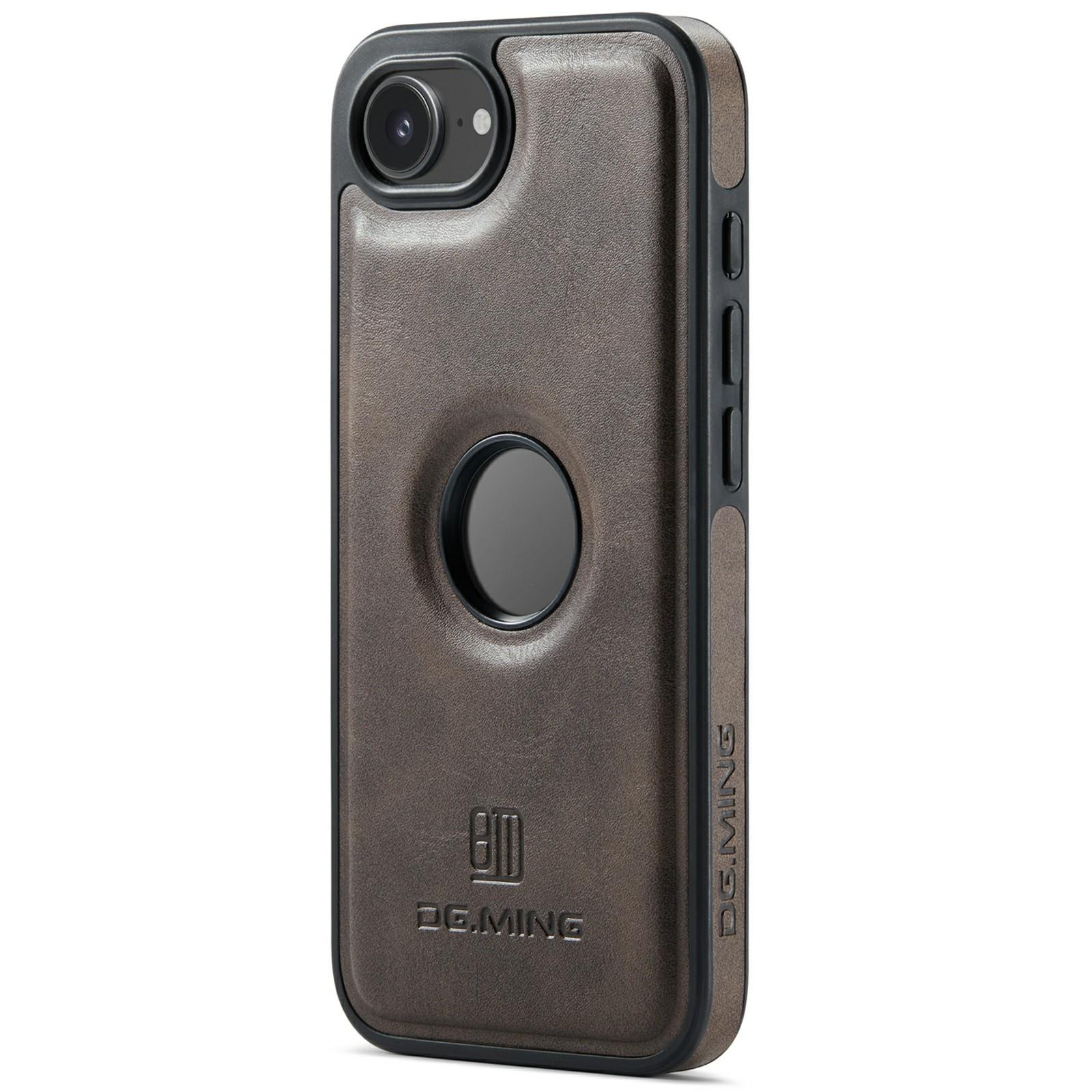 DG.MING For iPhone 16e Case Anti-Drop Leather Coated PC + TPU Phone Back Cover A
