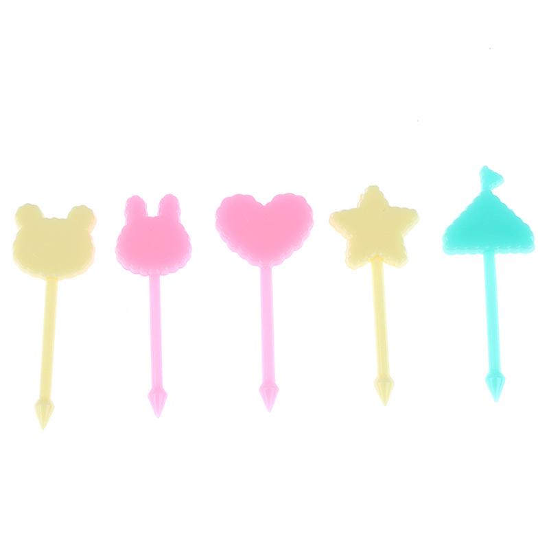 Candy Fruit Fork Food Grade Plastic Mini Cartoon Kids Cake Fruit Toothpick Bento Lunch Bento Accessories Party Decoration Supply