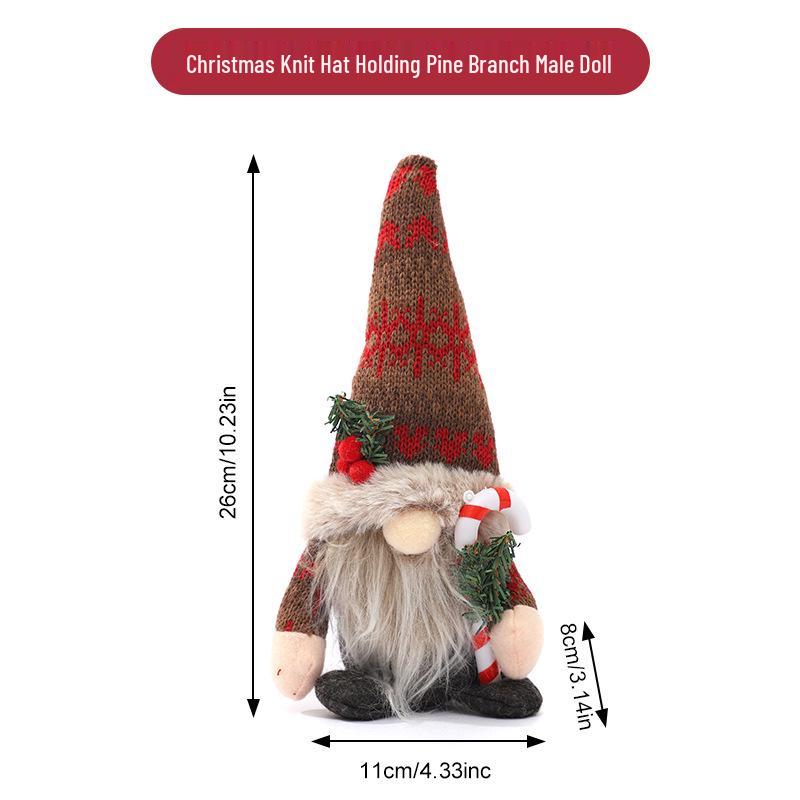 High-end Knitted Christmas Gnome Plush Ornament with Pointed Hat