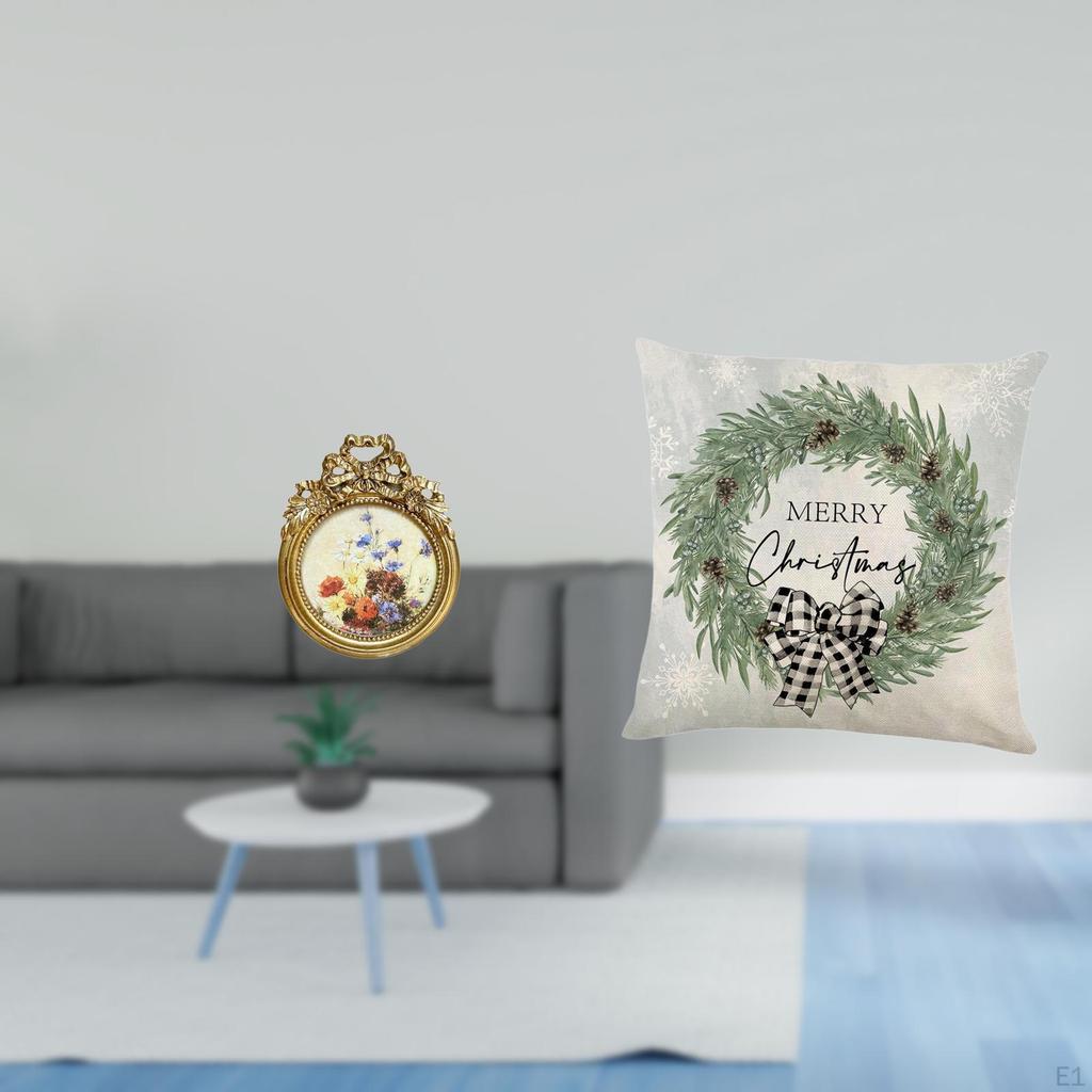 Antique Christmas Photo Frame Vintage Cushion Cover Round Ornate European Desktop Wall Display
