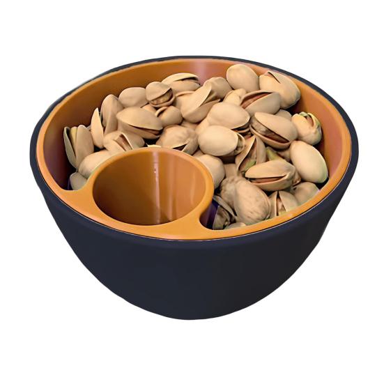 3D Printed Nut Seeds Bowl Snack Storage Container Double Dish with Shell Compartment Pistachios Cherries Fruits Candy Serving Bowl