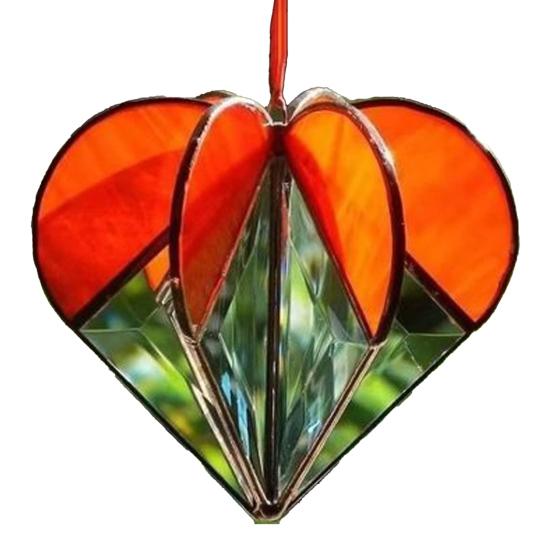 Colorful Heart Sun Catcher 3D Multi-Faceted Heart Hanging Ornament Stained Glass Rainbow Maker Window Decoration for Home Office Balcony Car