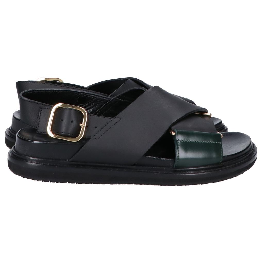 Marni FBMS015701 P3614 Fußbett Leder Kreuzriemen Sandalen/ Schuhe 35 schwarz Gebraucht