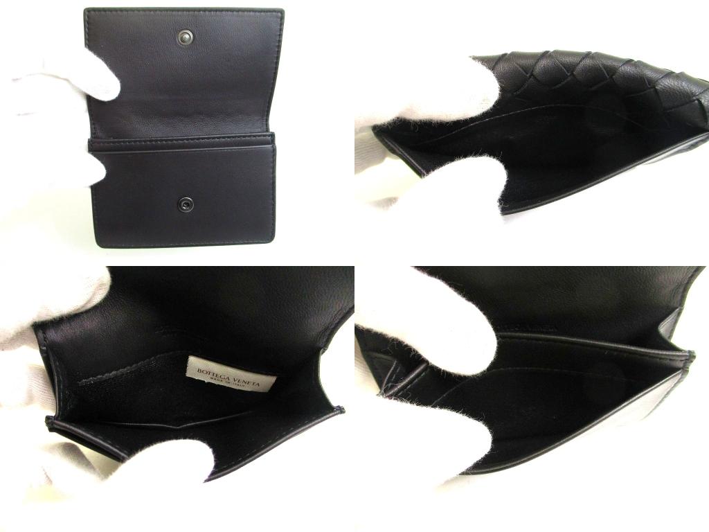 Authentic BOTTEGA VENETA Intrecciato Black Leather Business Card Holder #b110  Open Box