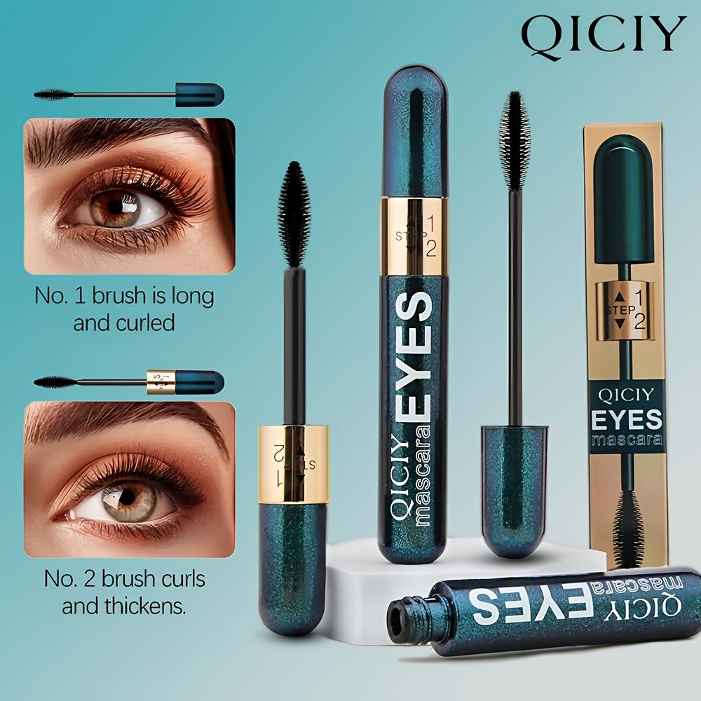 2-in-1 4D Fiber Eyelash Mascara Curling and Lengthening, Super Waterproof, Volumizing Black Mascara Perfect Fit Makeup Cosmetic