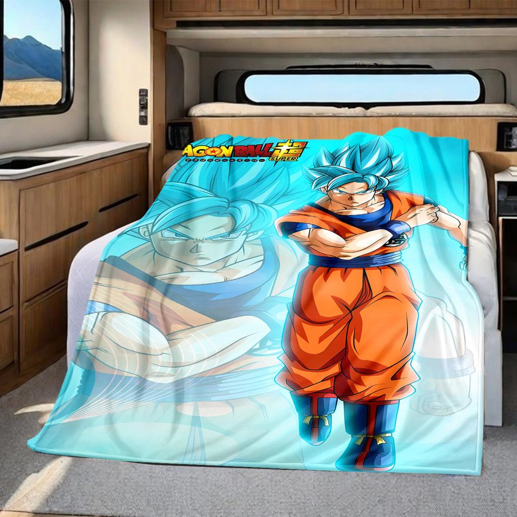 1pz Coperta in Flanella con Stampa Dragon Ball Super, Alta Qualità per Tutte le Stagioni, Decorazione per la Casa, Calore e Comfort, Perfetta per Regali di Natale