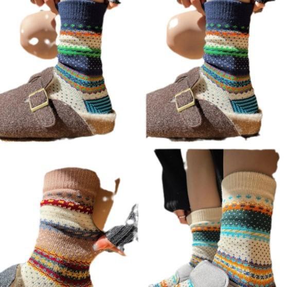 Niche Ethnic Style Cross-Border Thick Thread Kaji Retro Trend Street Medium Tube Cotton Socks