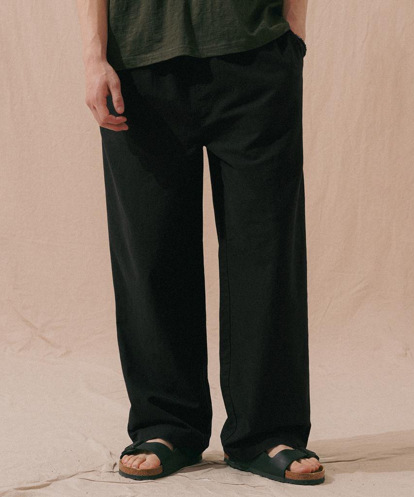 PERSTEP Cool Mix Linen-Like Straight Fit Long Pants Black Khlp4702
