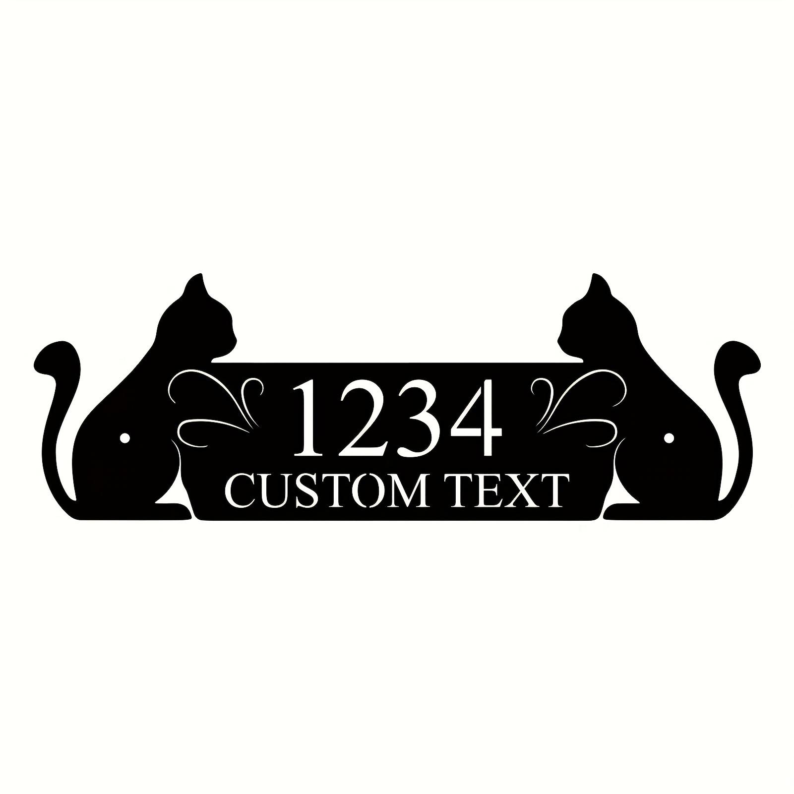 

Metal Wall Art Cat House Number Sign Personalized Animal Theme Indoor Outdoor Weather Resistant Living Room Thanksgiving Decor