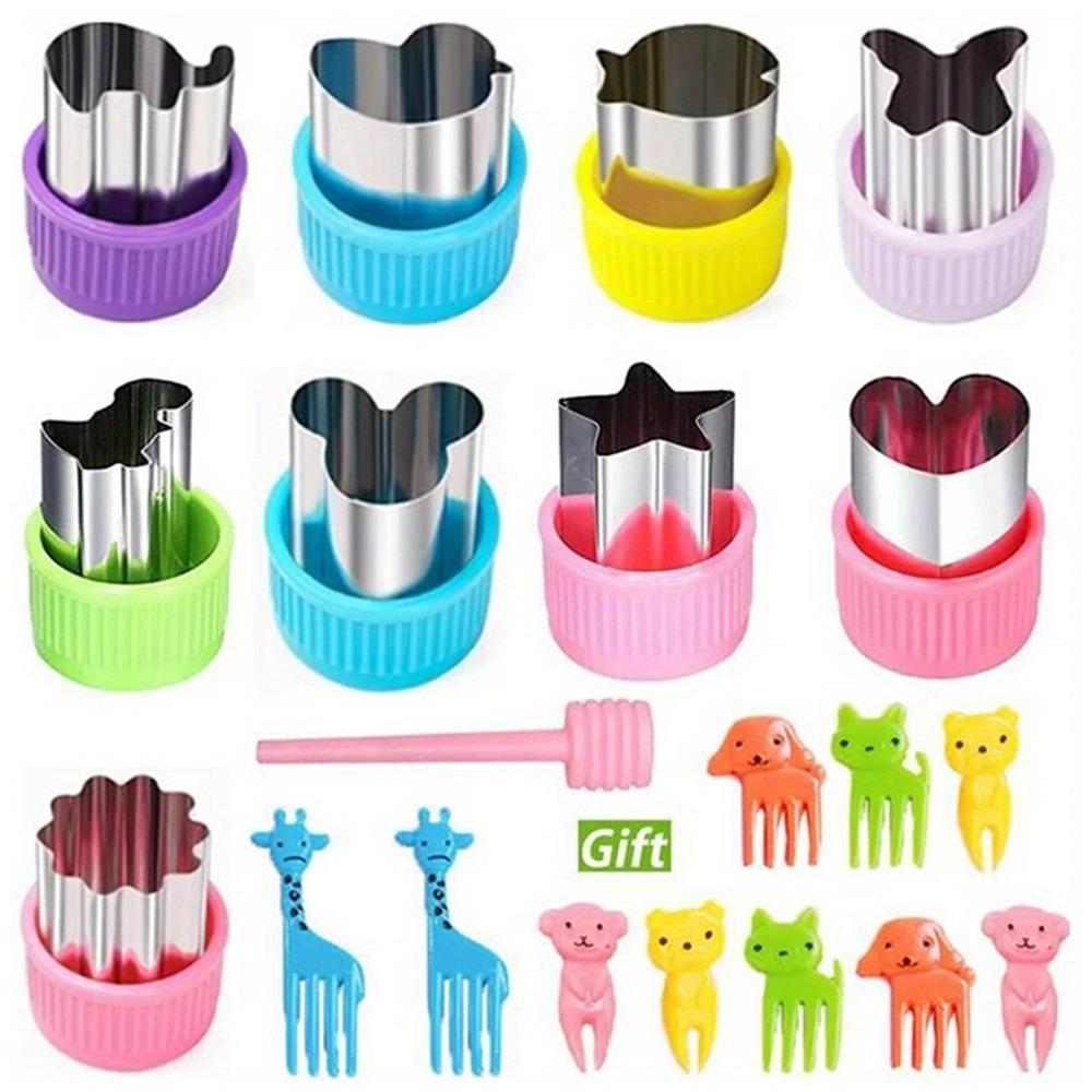 

Набор из 20 машинок для нарезки овощей и фруктов, с 10 вилками для фруктов и 1 стержнем для снятия насадок, мини-ножом для нарезки печенья и сэндвичей