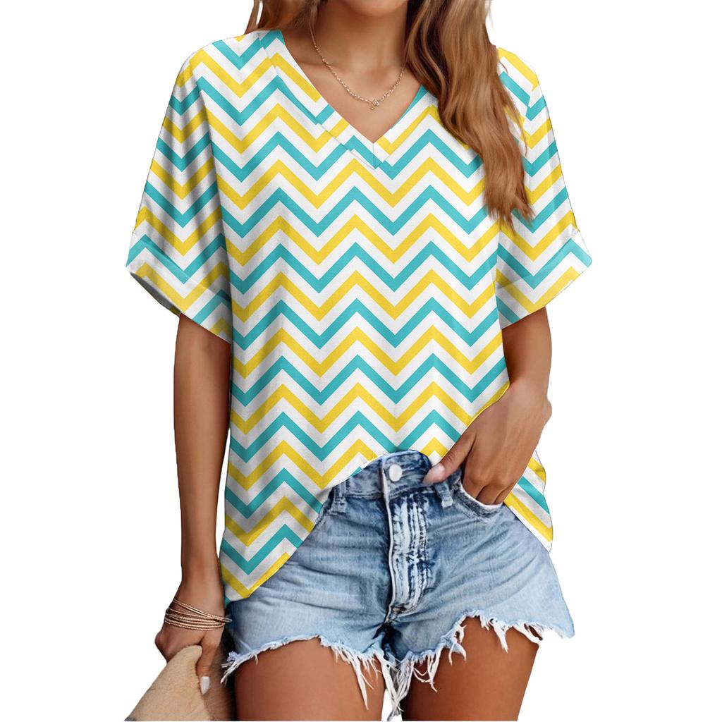 Women's Fashionable Casual Everyday Versatile Easter Print Slim-Fit Summer Short-Sleeve Top
