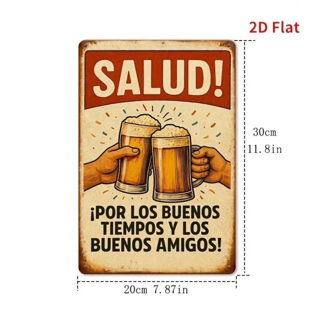 Vintage Spanish Tin Wall Art 8x12 Inch Retro Metal Sign Bar Cafe Pub Decor