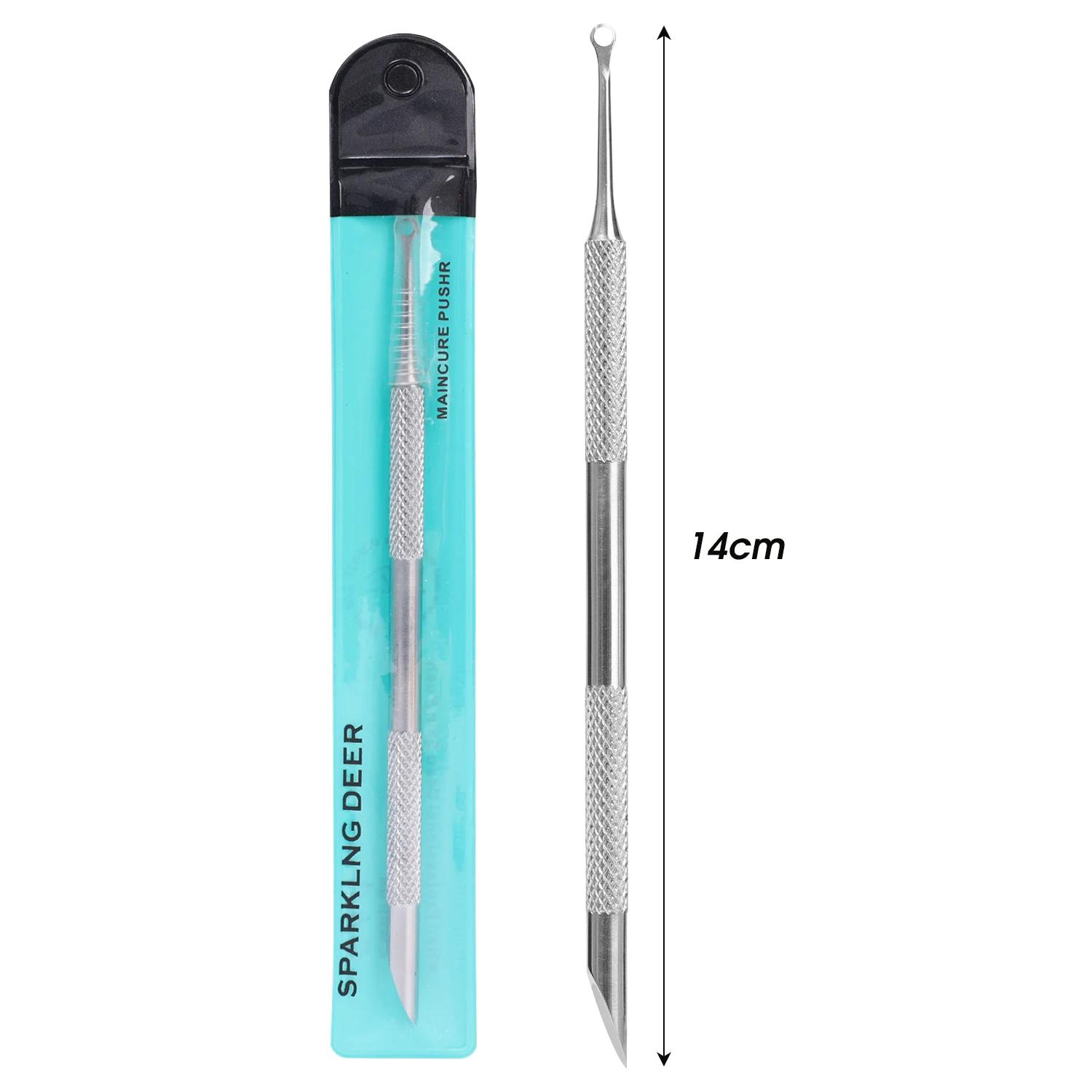 

Двусторонние инструменты для удаления мертвой кожи с ногтей из нержавеющей стали с круглыми скошенными головками, пушер для кутикулы, ремувер, маникюрная палочка, инструмент для нейл-арта