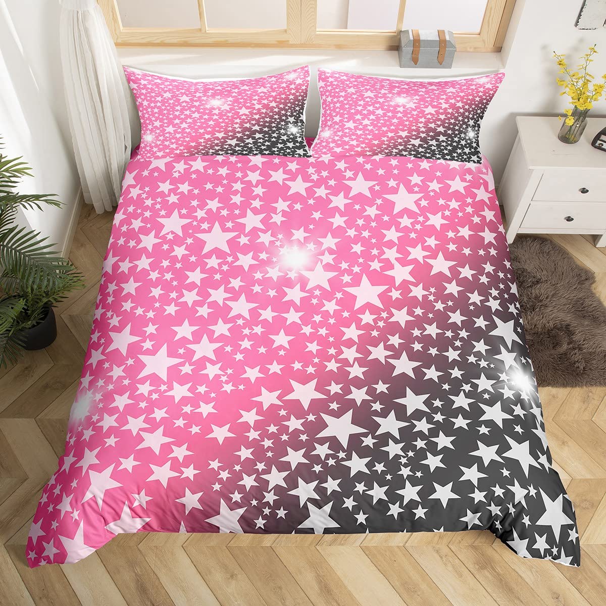 

Блестящий принт «звезда-радуга» King Queen, пододеяльник Ombre, цветной комплект постельного белья для мальчиков и девочек, детский пастельный полиэстеровый чехол для одеяла 70x133cm 2pcs